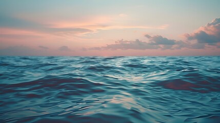 Obraz premium Serene Ocean Sunset with Tranquil Waves and Warm Sky at Dusk