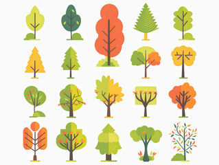 A collection of trees in various sizes and shapes