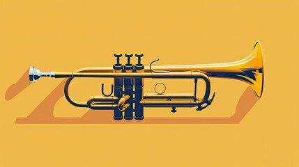 Trumpet, brass instrument, flat design illustration