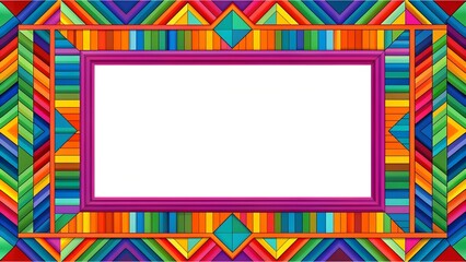 Abstract Geometric Border Template: Vibrant Hues and Bold Lines  AI Generated