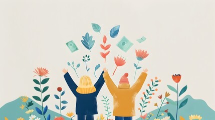 Couple Celebrating Debt-Free Lifestyle and Financial Freedom in Nature