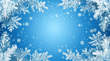 copy space, illustration EPS10, christmas card with white snowflake border illustration. Background for Christmas greeting card, invitation card. Blue background.