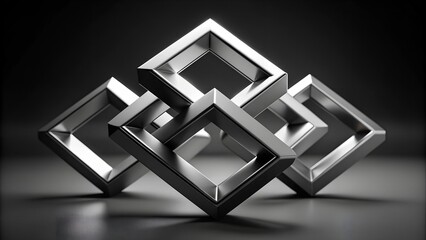 Interlocking Geometric Forms: A Monochrome Symphony of Shapes  generative AI