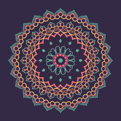 A colorful circle floral mandala design 