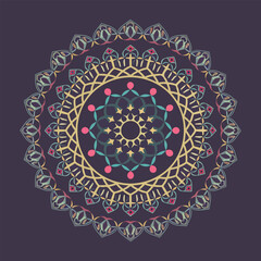 A colorful circle floral mandala design 