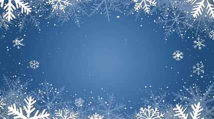copy space, illustration EPS10, christmas card with white snowflake border illustration. Background for Christmas greeting card, invitation card. Blue background.