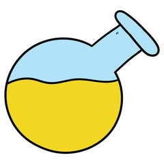 Hand drawn cartoon laboratory flask on white background.