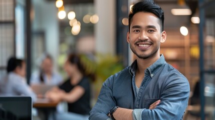 Fototapeta premium Feeling confident with a proud stance and a bright smile, receiving a promotion.