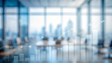 "Corporate Data Visualization on Blurred Backdrop" – Business data visualization set against a blurred office backdrop.
