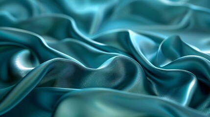 Obraz premium Elegant Teal Satin Fabric with Soft, Flowing Drapes