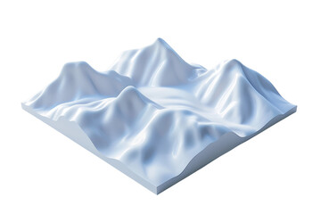 Obraz premium 3D model of a snow-covered mountainous terrain with sharp peaks and smooth valleys, perfect for topographic and geographic representations.