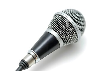Close-Up of a Professional Microphone on a White Background