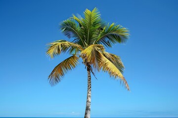 Lush Palm Tree Against a Clear Blue Sky