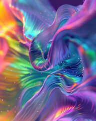 Naklejka premium Abstract aurora effect with vibrant colors3D Model illustration, Closeup, noblur