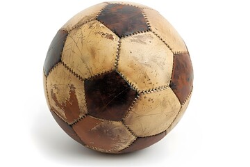 Vintage Leather Soccer Ball with Classic Hexagonal Design