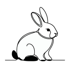 easter single bunny continuous line art, Rabbit line art icon. Abstract outline rabbit