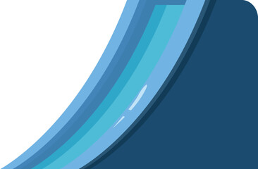 Blue water slide for aquapark, curved pipe for entertaining descent