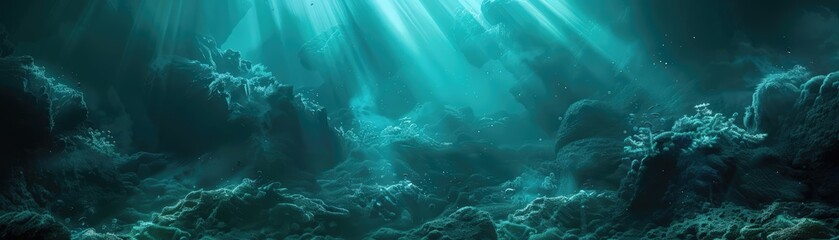 Obraz premium Design a modern undersea world with a futuristic touch, merging clean shapes and muted tones to create a visually striking digital composition for augmented reality