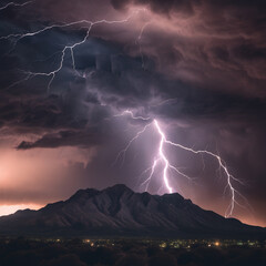 A Dramatic Image Of A Thunderstorm Over A Mountain Range With Lightning Illuminating The Dark Skies  Landscape Photography