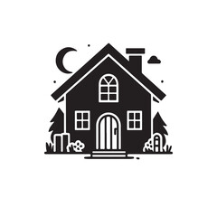 Fototapeta premium A black and white vector house.