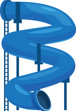 recommend clip art: Tall, twisting blue waterslide for use at a waterpark or other outdoor swimming facility