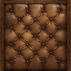 Fototapeta premium The Leather upholstery in a wooden frame isolation, Illustration