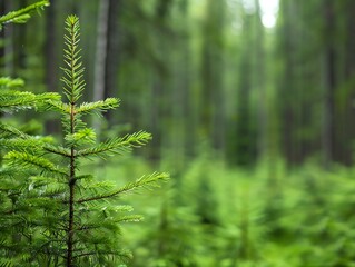 A boreal forest with diverse species and balanced ecosystems, natural resources, habitat sustainability