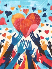 Illustration of A social worker actively helping a community, balancing their energetic efforts with emotional intelligence and empathy. Ai Generate.
