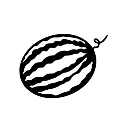 Black and white drawing of a watermelon