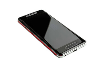 Smart phone with touchscreen interface isolated on transparent background