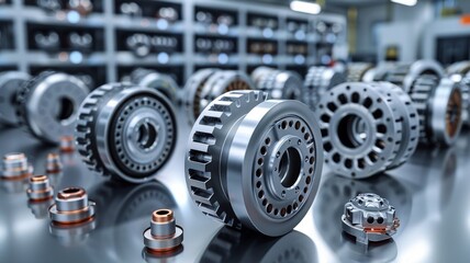 Close-up of Industrial Parts in a Factory Setting