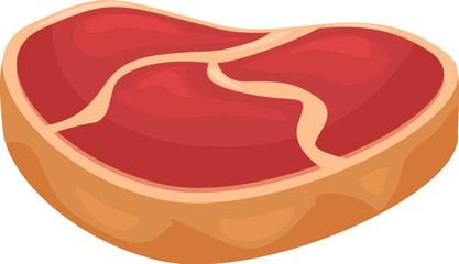 Big piece of raw red meat with fat being ready for cooking isolated on white background