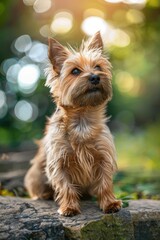 Happy Cairn Terrier Sitting Outdoors