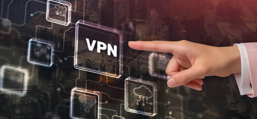 VPN secure connection. Virtual Private Network technology encrypted tunnel