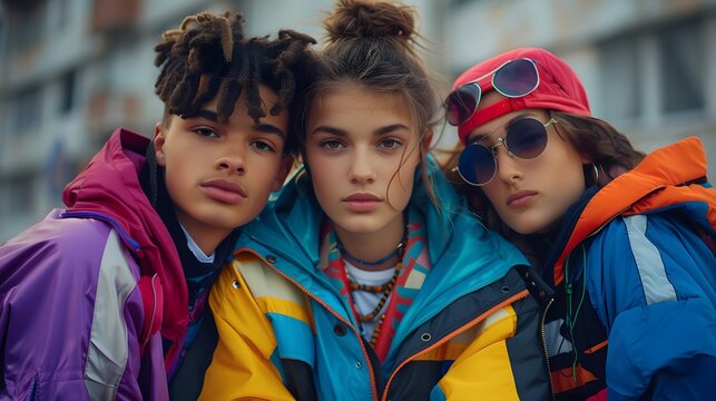 Trendy Youth in Colorful Streetwear Fashion