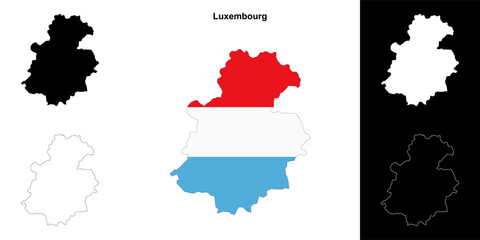 Fototapeta premium Luxembourg district outline map set