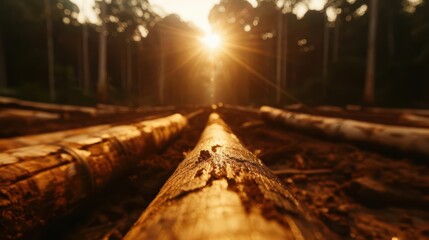 Obraz premium Deforestation issues focusing on the largescale clearing of forests