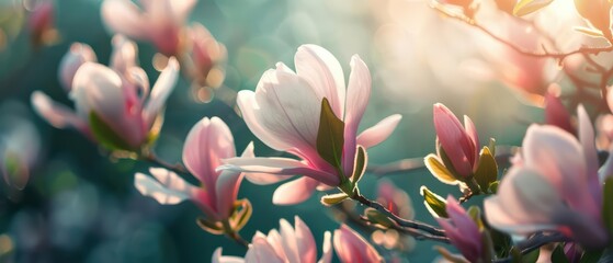 Obraz premium Explosion of beauty in a magnolia garden