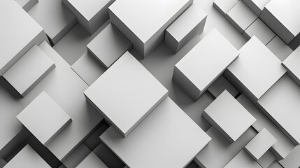 Fototapeta premium An elegant 3D geometric background with overlapping squares in shades of gray and white
