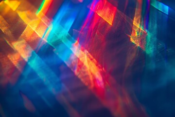 Fototapeta premium Abstract of blurred rainbow prism light overlay background for mockup and decorative, Generative AI