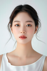 High Resolution Portrait of a Young Woman with Clear Skin and Natural Makeup