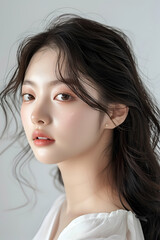 High Resolution Portrait of a Young Woman with Clear Skin and Natural Makeup