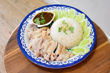 Thai food, chicken rice menu, eaten with a mellow chicken soup.