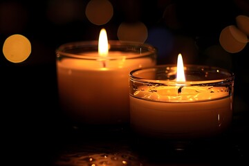 Warm Glow of Candles Illuminating a Cozy Atmosphere