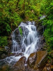 Beautiful waterfall, stream and lush rainforest in Barú volcano national park, Chiriqui, Panama - stock photo