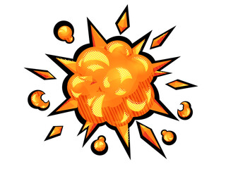 アメコミ風のかわいい爆発のエフェクトのイラスト