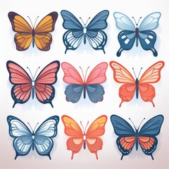 Obraz premium Set of vector colorful butterflies. Collection of butterflies.