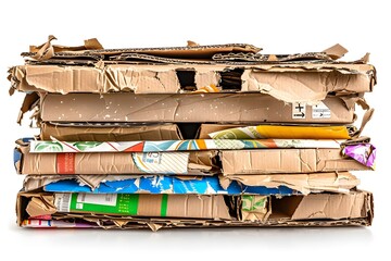 Stacked Cardboard Boxes Ready for Recycling