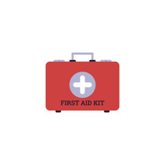 Vector illustration a red first aid kit with a cross symbol on a white background