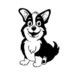 black and white sketch dog